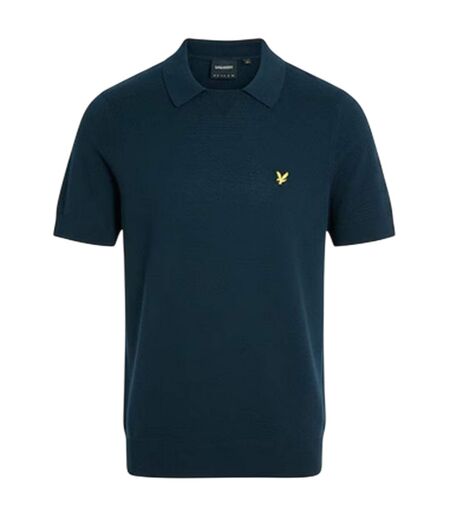 Mens Herringbone Knitted Polo Shirt Blue Lyle & Scott