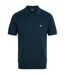 Mens Herringbone Knitted Polo Shirt Blue Lyle & Scott-2
