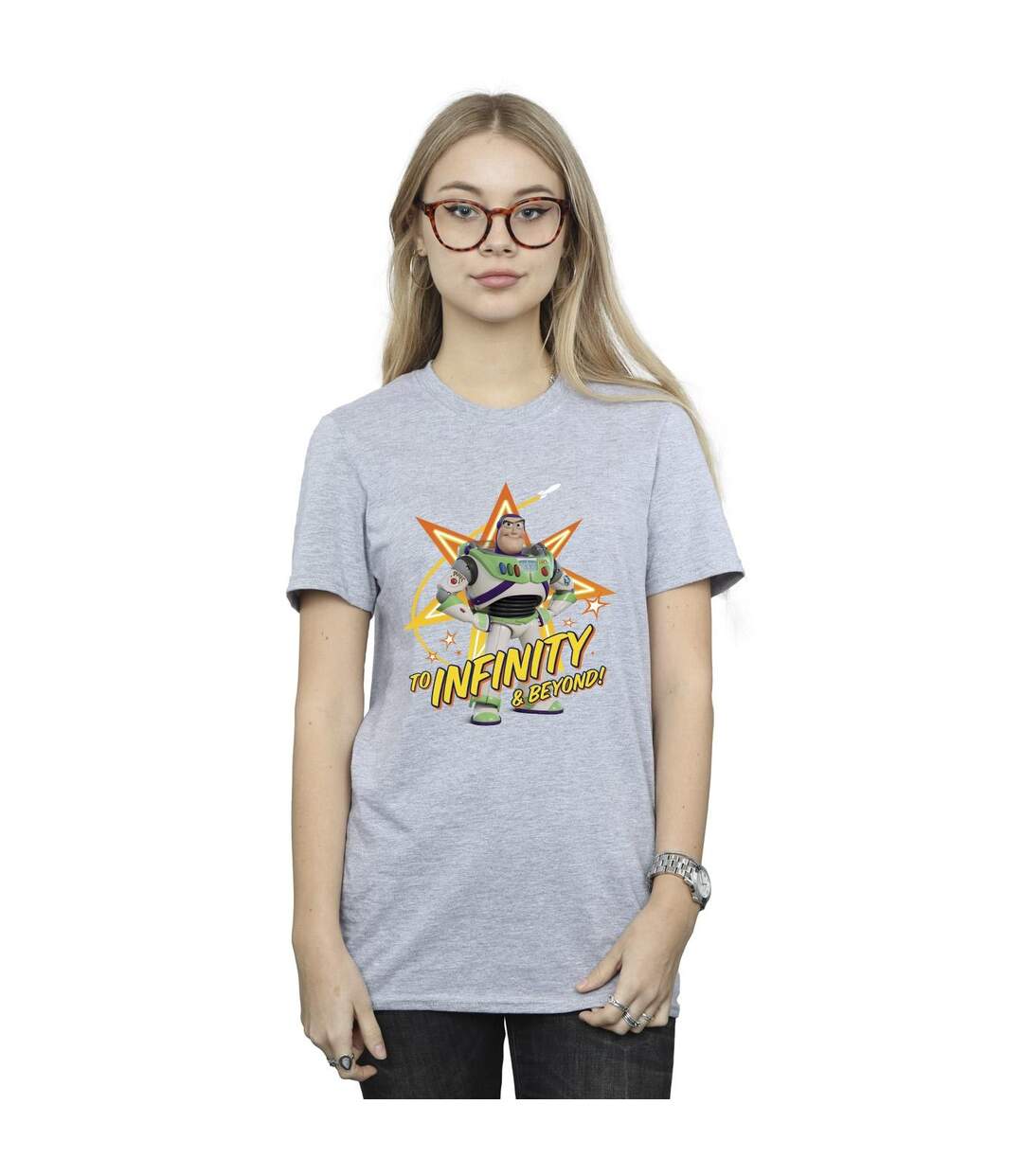 Disney Womens/Ladies Toy Story Buzz To Infinity Cotton Boyfriend T-Shirt (Gris sportif) - UTBI46922-2