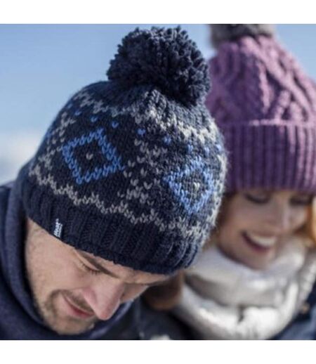 Mens Fleece Lined Thermal Winter Warm Beanie Bobble Hat with Pom Pom
