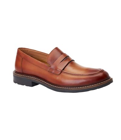 Mens Ivey Leather Loafers Burnt Tan Base London