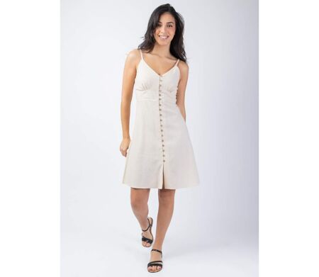 Robe courte femme été MAXINE unie beige Coton Du Monde
