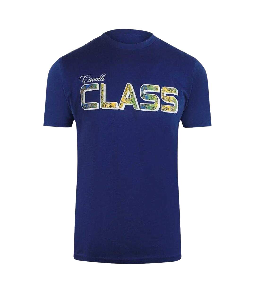 T-shirt Motif Floral Vibrant Homme Bleu Marine Cavalli Class-1