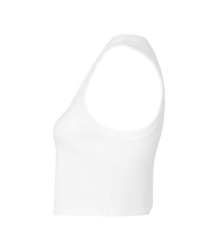 Womens/ladies Muscle Micro-rib Cropped Vest Top Solid White Bella + Canvas