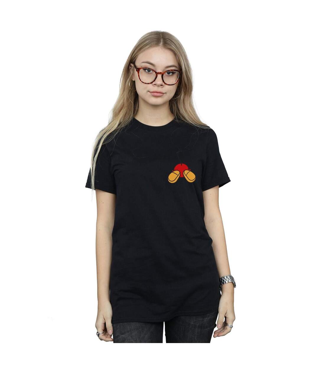 Disney T-shirt boyfriend en coton pour femmes/femmes Mickey Mouse à l'arrière de la poitrine (Noir) - UTBI37328-2