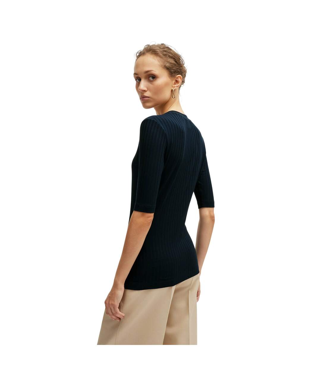 T-shirt Effilie Femme Bleu Foncé Boss-3