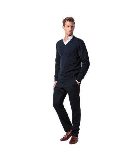Mens Arundel Long Sleeve V-neck Sweater Black Kustom Kit