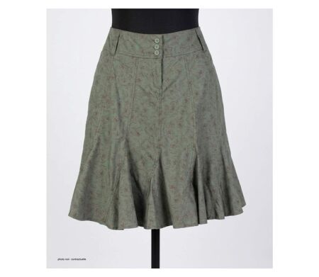 MAYFLOWER 011091U001 - Jupe plissée fleurie pour femme : l'élégance naturelle du coton vert kaki
