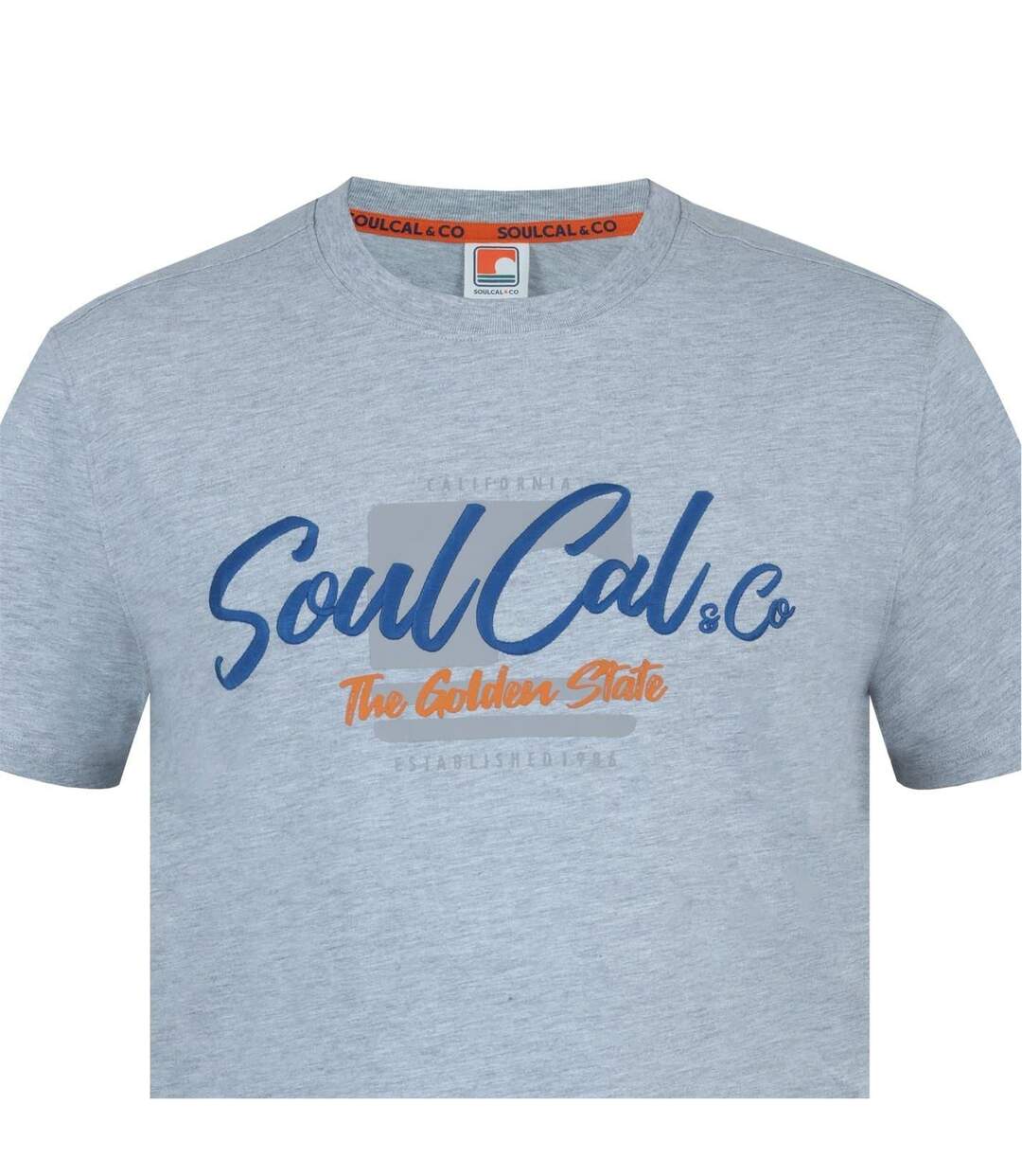 Mens Back Print T-shirt Grey Marl SoulCal-4