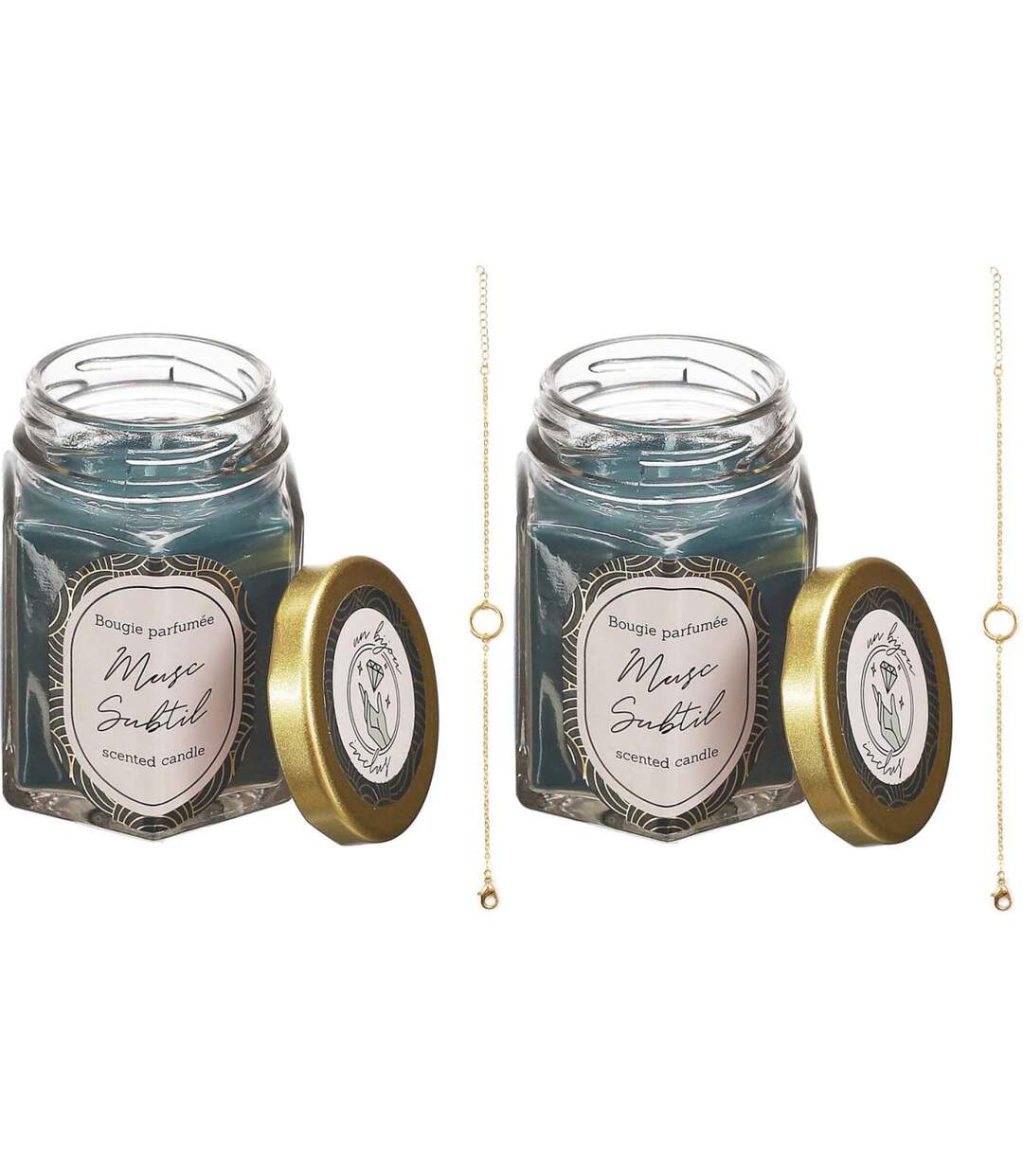 Bougie parfumée en bocal avec bijou surprise (Lot de 2)