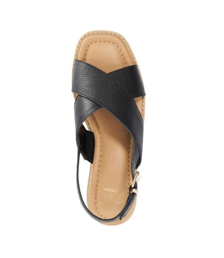 Womens/ladies Lemesos Leather Flat Sandals Black Dune London