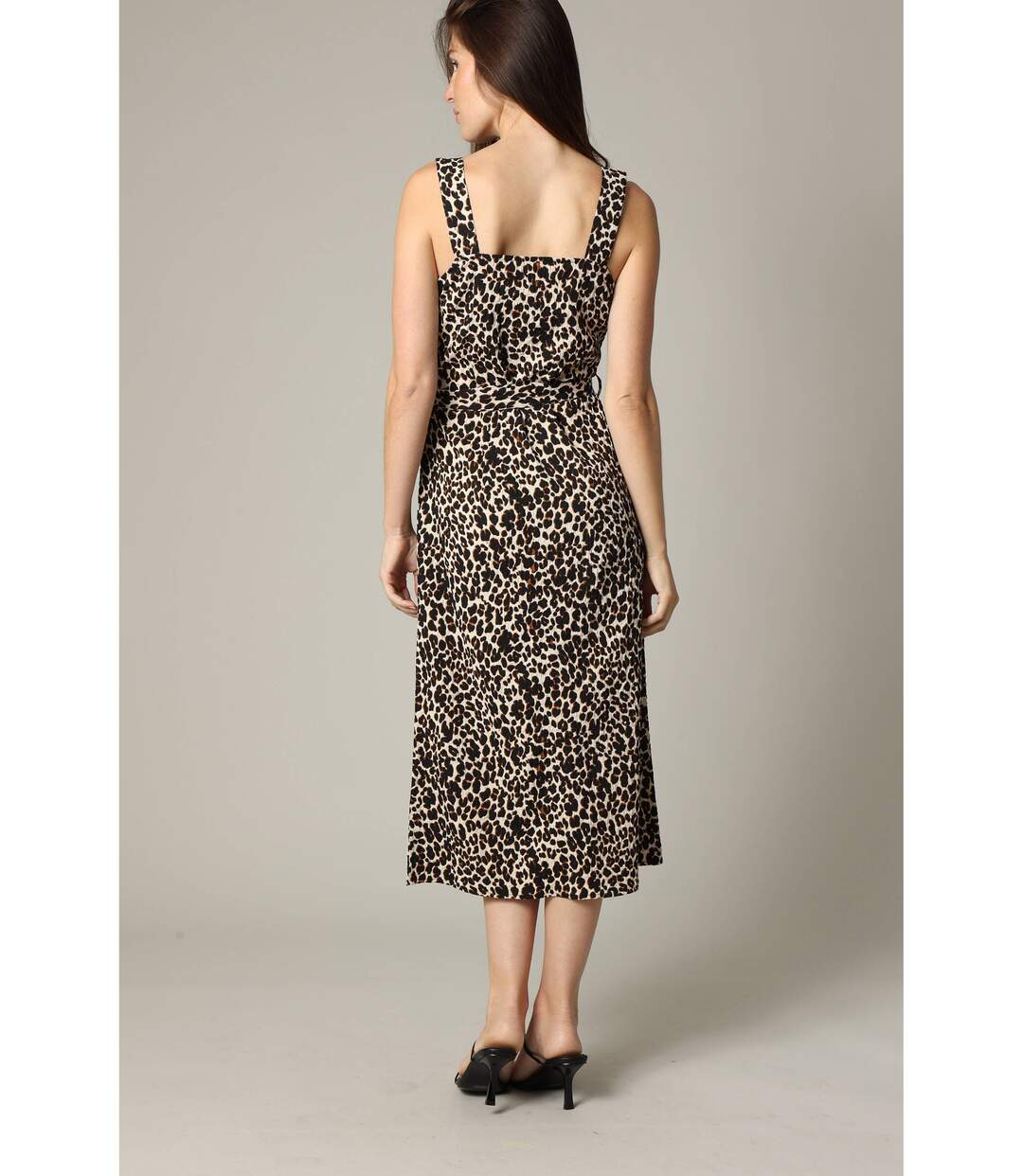 Robe midi en tissu gaufré à motifs léopard OCTAZIA-3