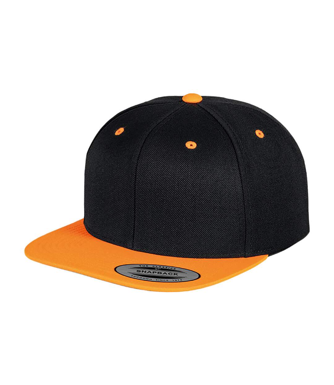 Casquette Ajustable Classic Noir Orange Néon Yupoong-1