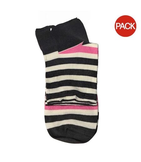 Chaussettes Motif/style À Rayures Femme Noir Crème Rose Wola