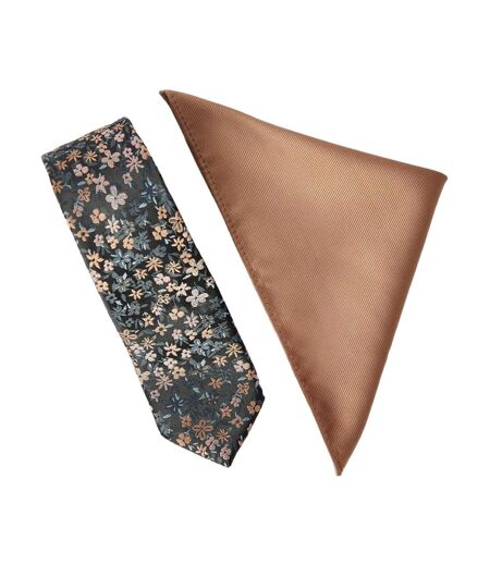 Mens ditsy print twill tie & pocket square set one size rust/multicoloured Burton