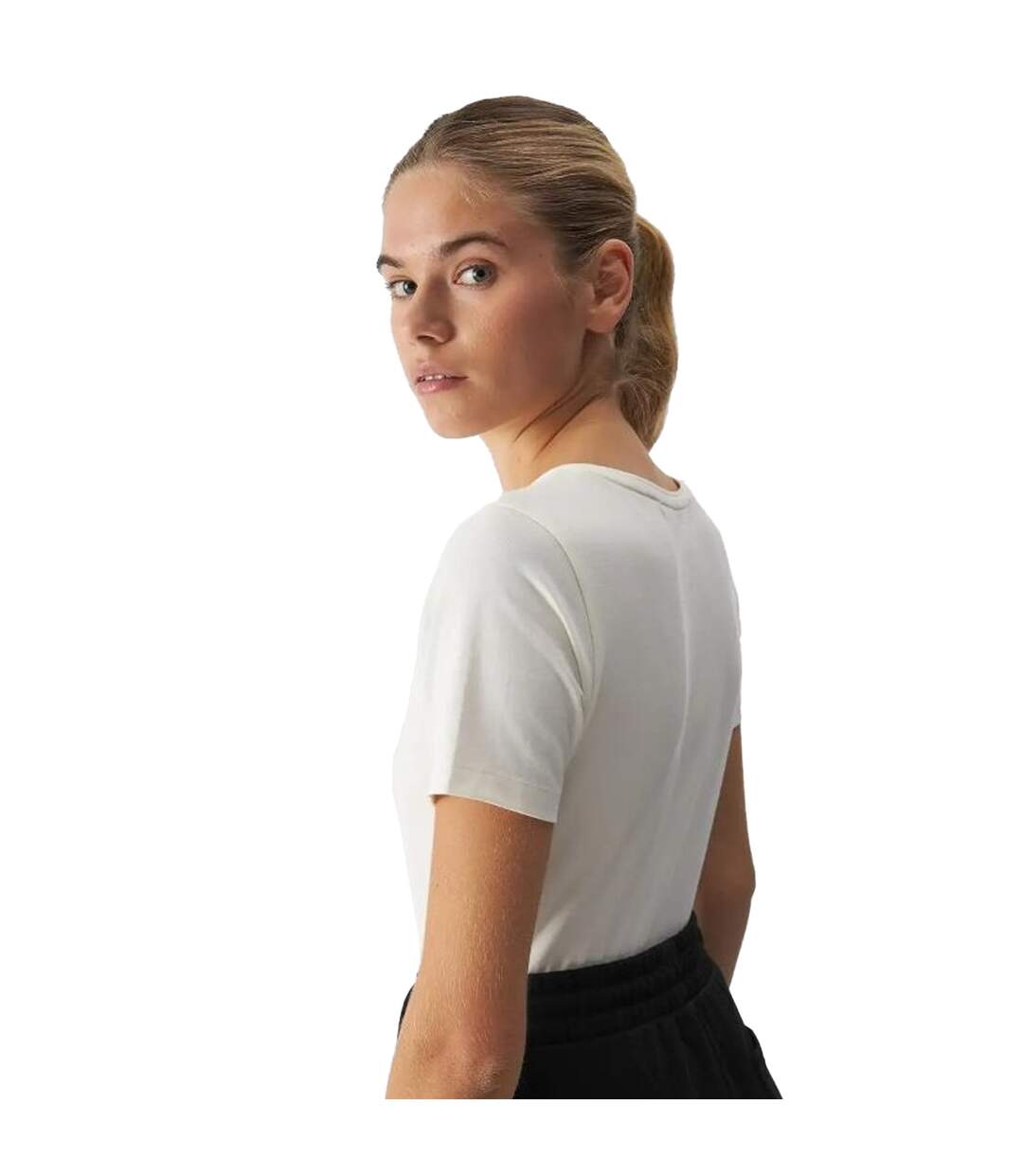T-shirt Motif/style Logo F1649 Femme Blanc 4F-3