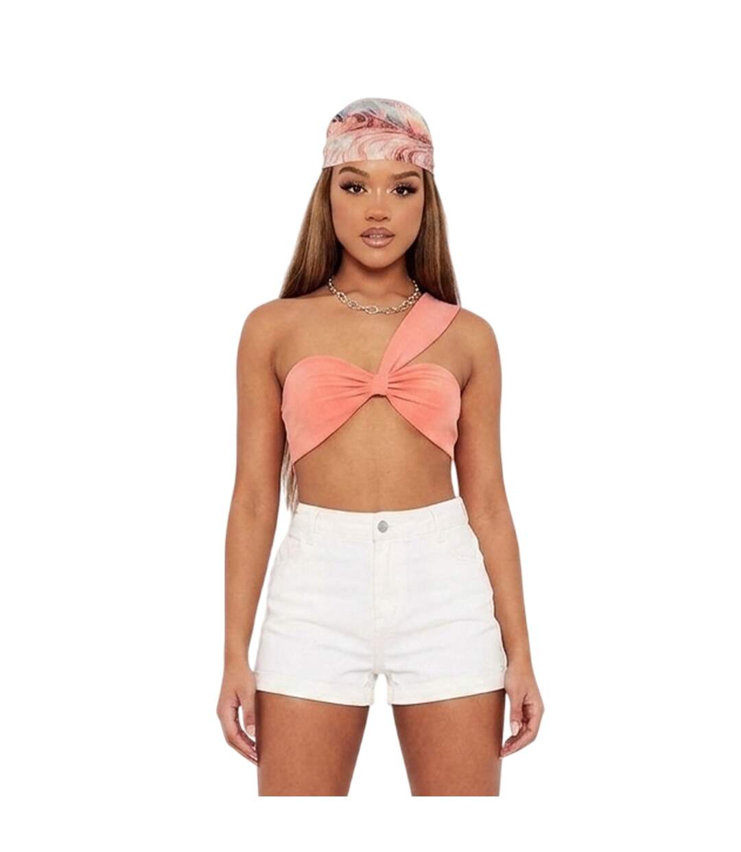 Womens/ladies Cross Strap Bralette Coral Melange Missy Empire-1