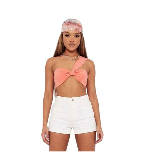 Womens/ladies Cross Strap Bralette Coral Melange Missy Empire