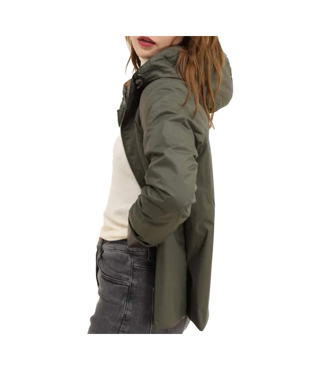 Veste imperméable kaki femme laura jo mi-saison court-3