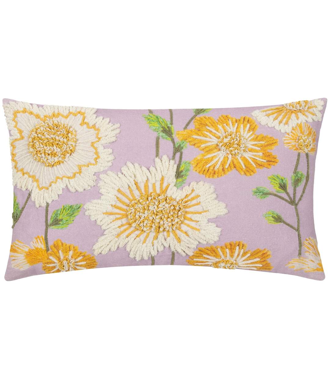 Chrysantha embroidered floral cushion cover 50cm x 30cm lilac Wylder