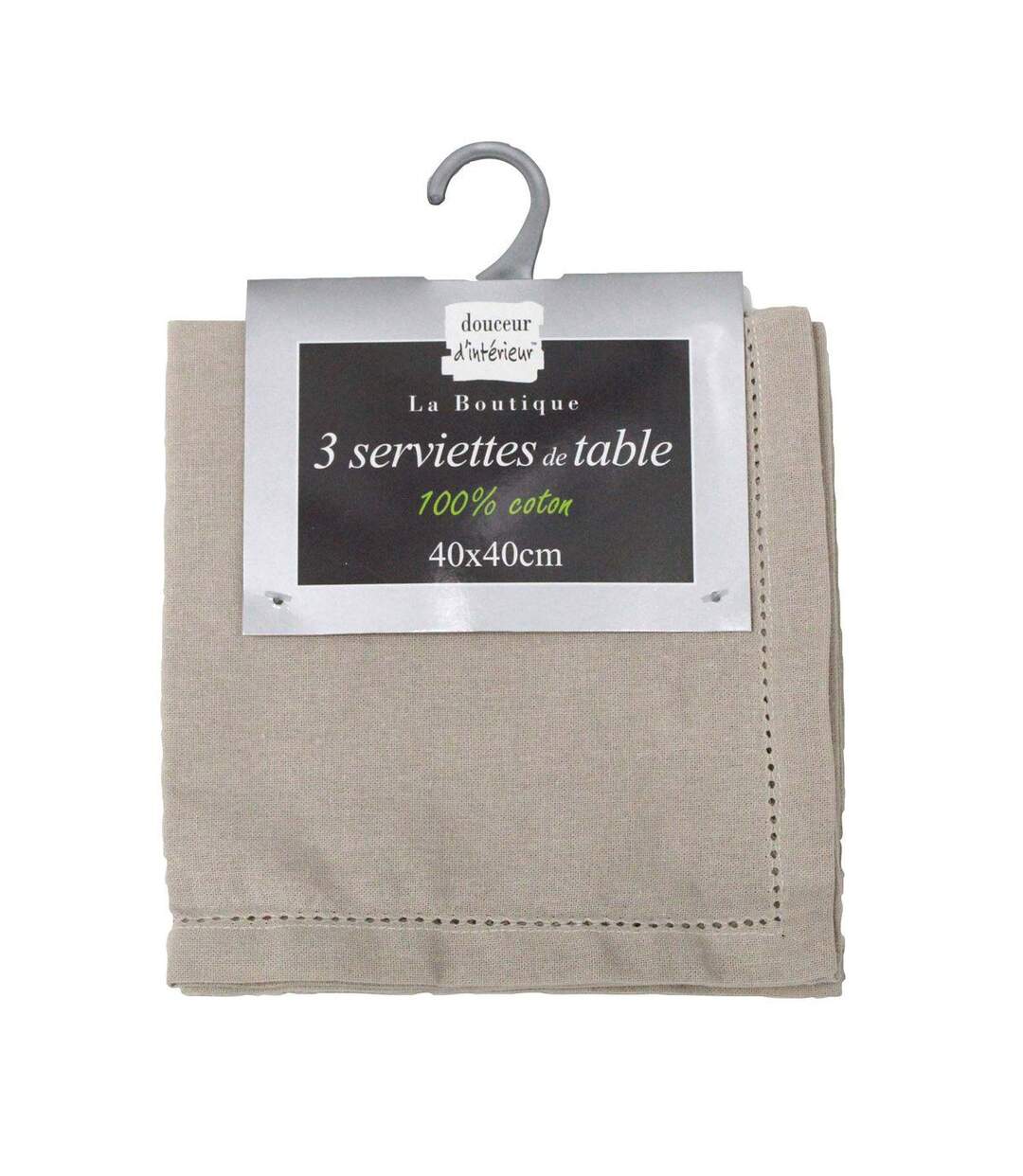 Lot de 3 Serviettes de Table Charline 40x40cm Lin-3