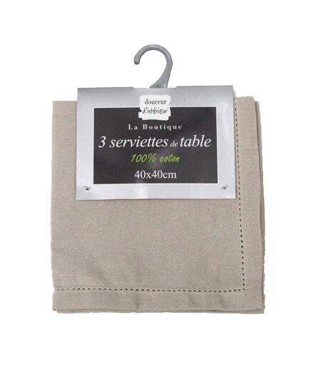 Lot de 3 Serviettes de Table Charline 40x40cm Lin