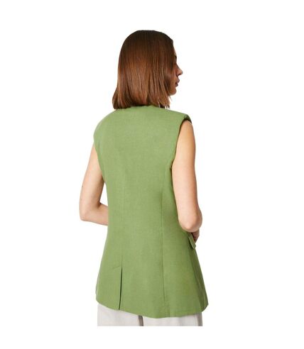 Womens/ladies linen double-breasted sleeveless blazer green Dorothy Perkins