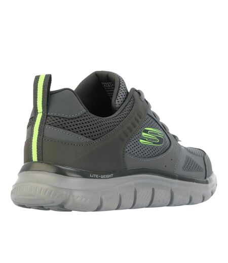 Mens track syntac coated leather trainers charcoal Skechers