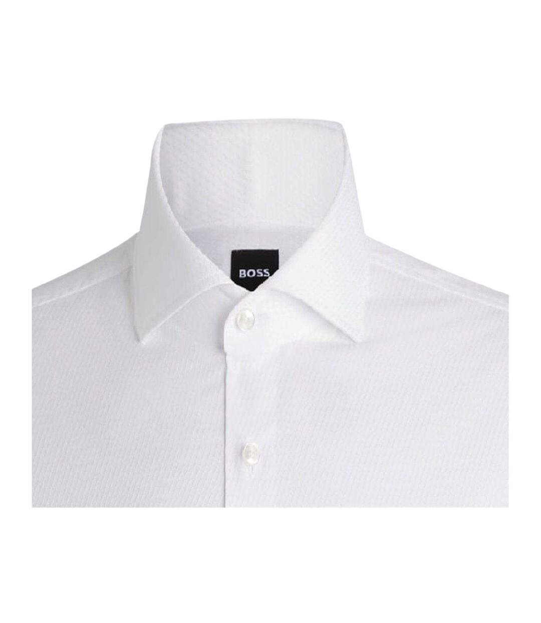Mens Slim Long-sleeved Formal Shirt White Boss-2