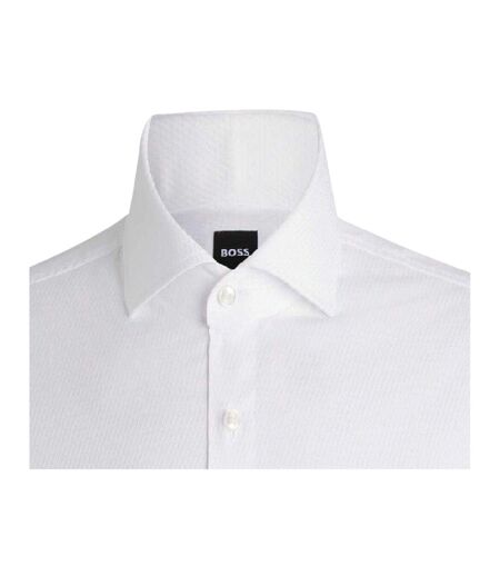 Mens Slim Long-sleeved Formal Shirt White Boss