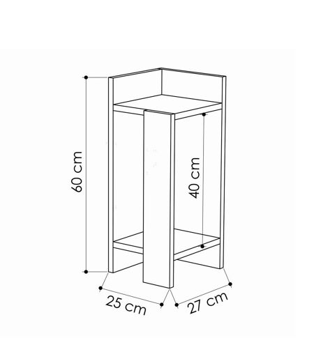 Table de chevet Elos gauche 27 cm - Bois naturel et Gris Anthracite