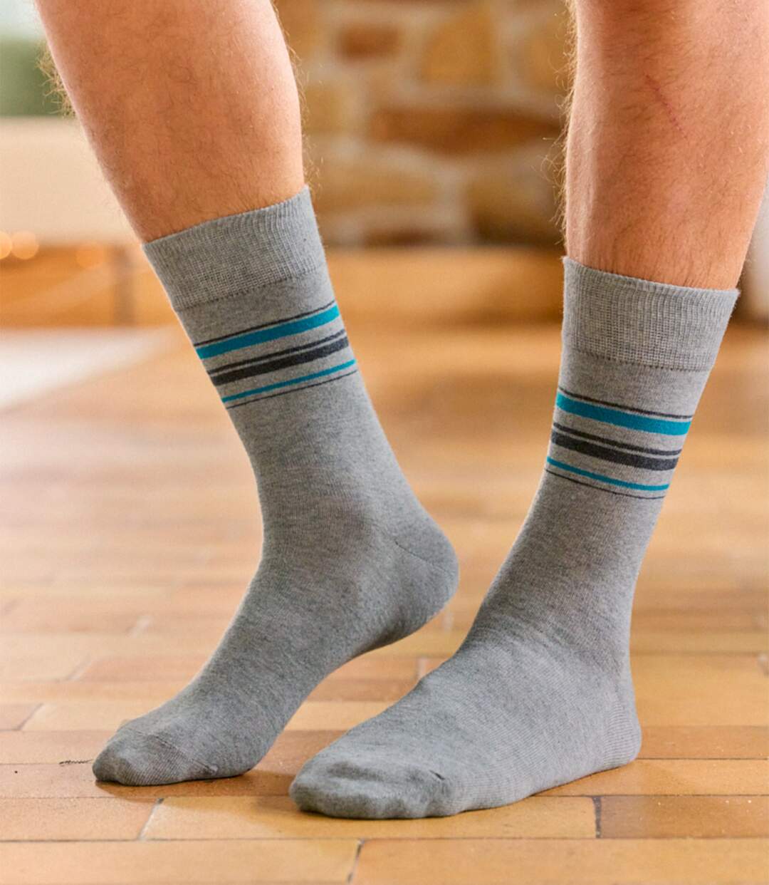 Pack of 4 Pairs of Men's Socks - Blue Anthracite Grey Black-3