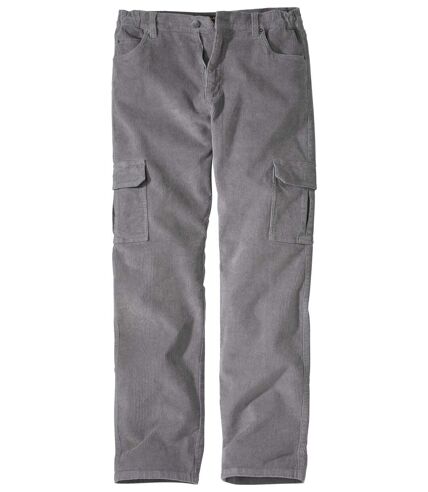 Men's Grey Stretch Corduroy Pants