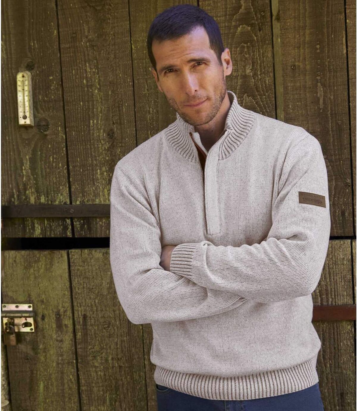 Men's Stylish Marl Gray Sweater Atlas For Men