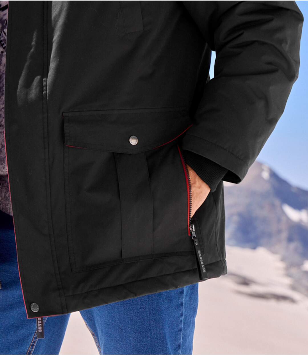 Men's Black High-Performance Water-Repellent Parka