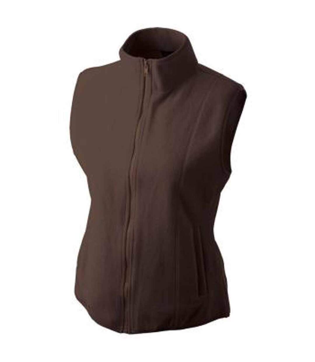 Gilet sans manches bodywarmer polaire femme - JN048 - marron