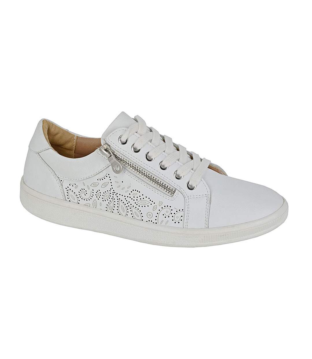 Womens/ladies Action Leather Trainers White Boulevard-3