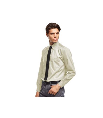 Premier Mens Long Sleeve Formal Plain Work Poplin Shirt (Natural) - UTRW1081