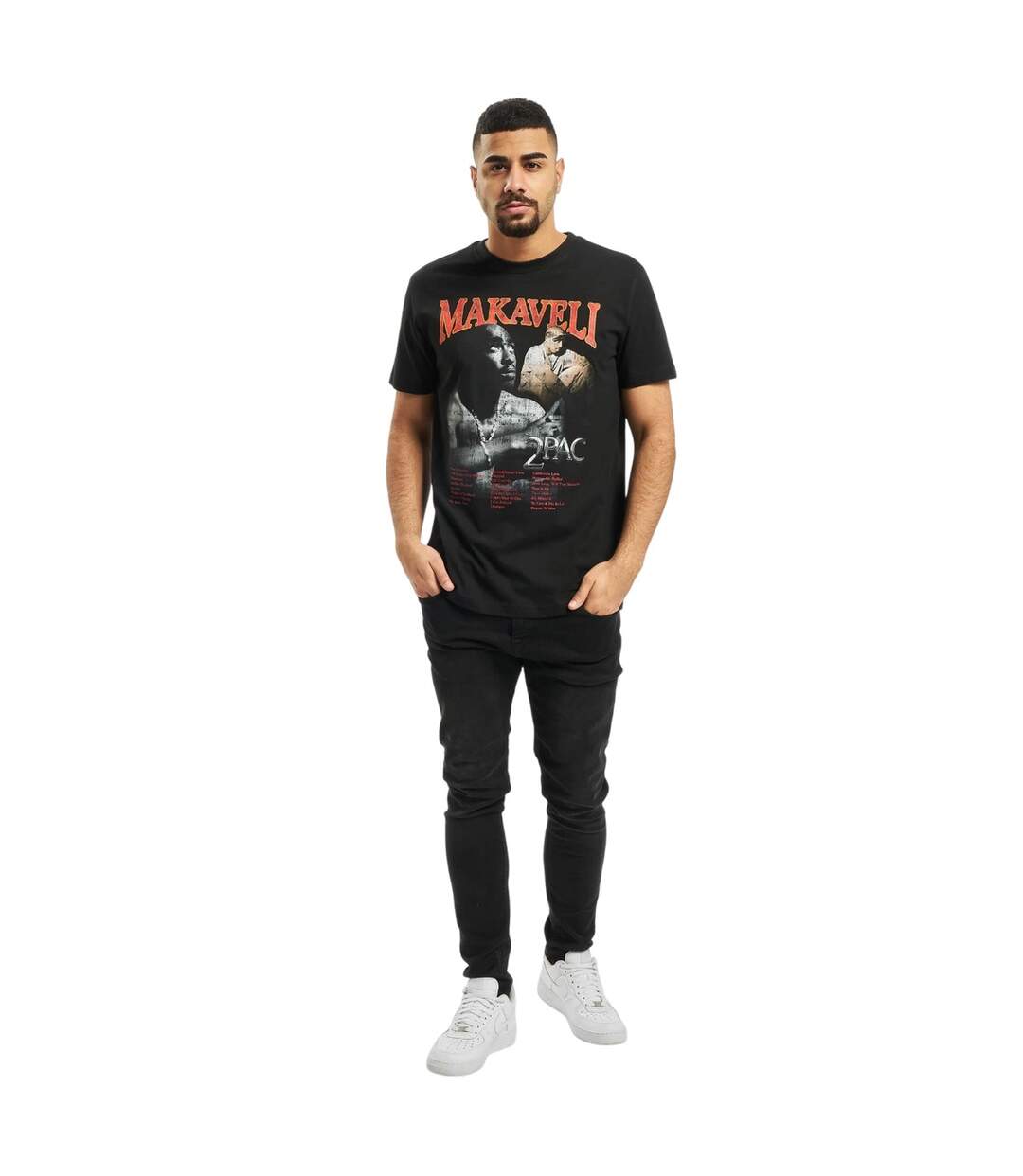 Mens Makaveli Tupac Shakur T-shirt Noir Mister Tee-1