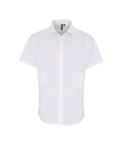 Premier Mens Stretch Fit Poplin Short Sleeve Shirt (White) - UTRW6589