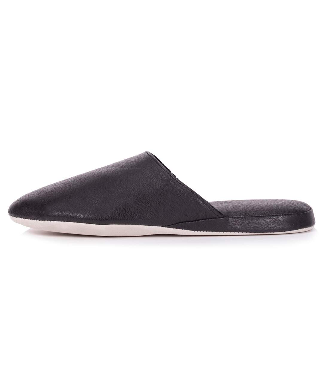 Isotoner Chaussons Mules homme tout cuir, semelle confort-3
