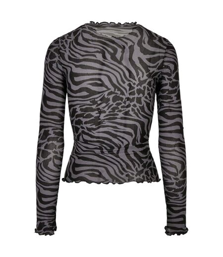 Haut Manches Longues Motif/style Imprimé Intégral Femme Anthracite Noir Urban Classics