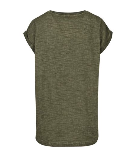 T-shirt Motif/style Teinture Par Pulvérisation Femme Olive Build Your Brand