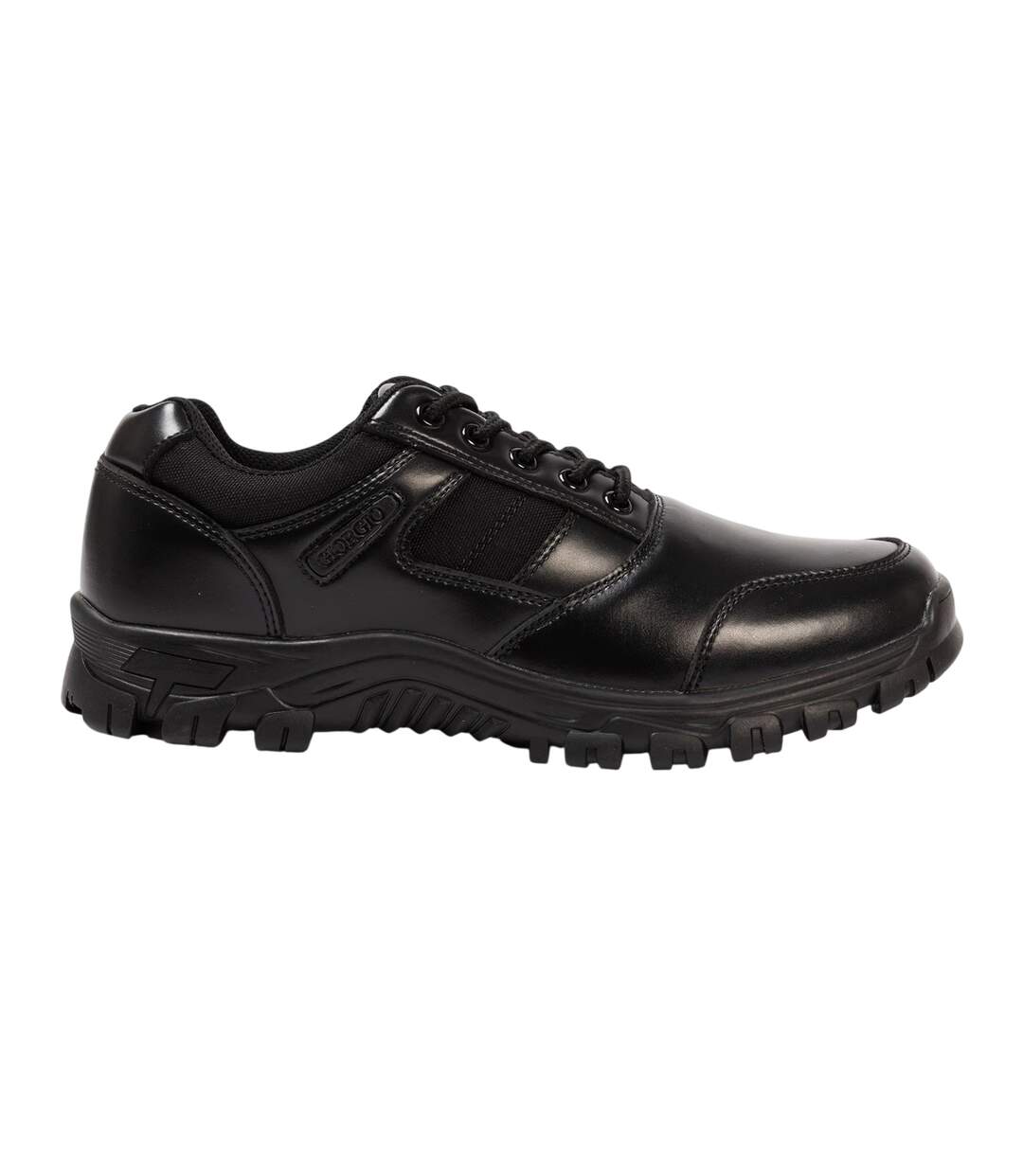 Mens Logo Leather Shoes Black Giorgio-1