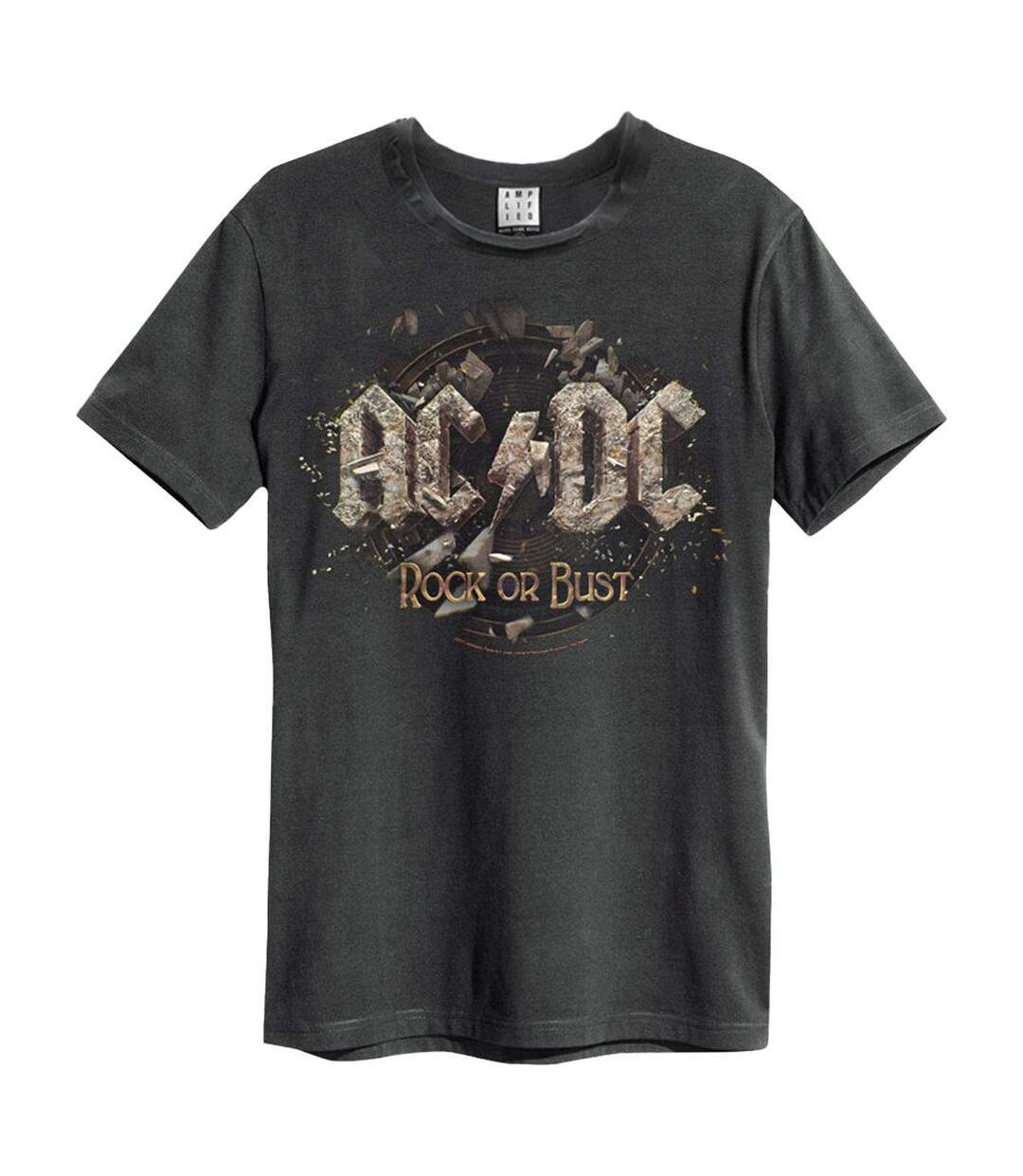 Unisex Adult Rock Or Bust Ac/dc T-shirt Charcoal Amplified-1