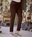 Women's Brown Stretch Corduroy Treggings-1