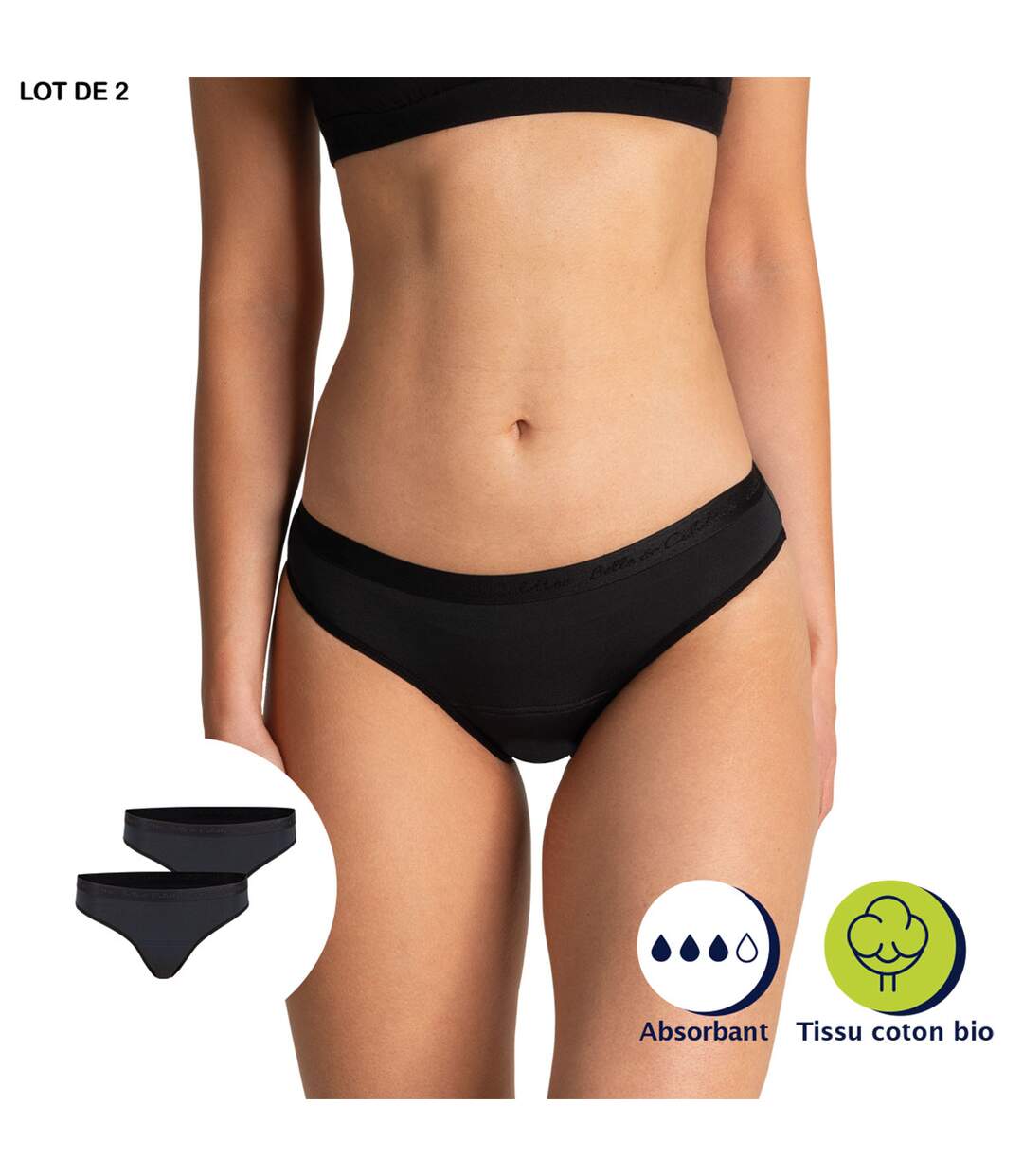 Lot de 2 slips pour les règles femme Micro recyclée Secret-1