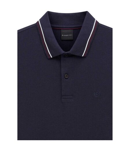 Mens Pique Short-sleeved Polo Shirt Navy Bugatti