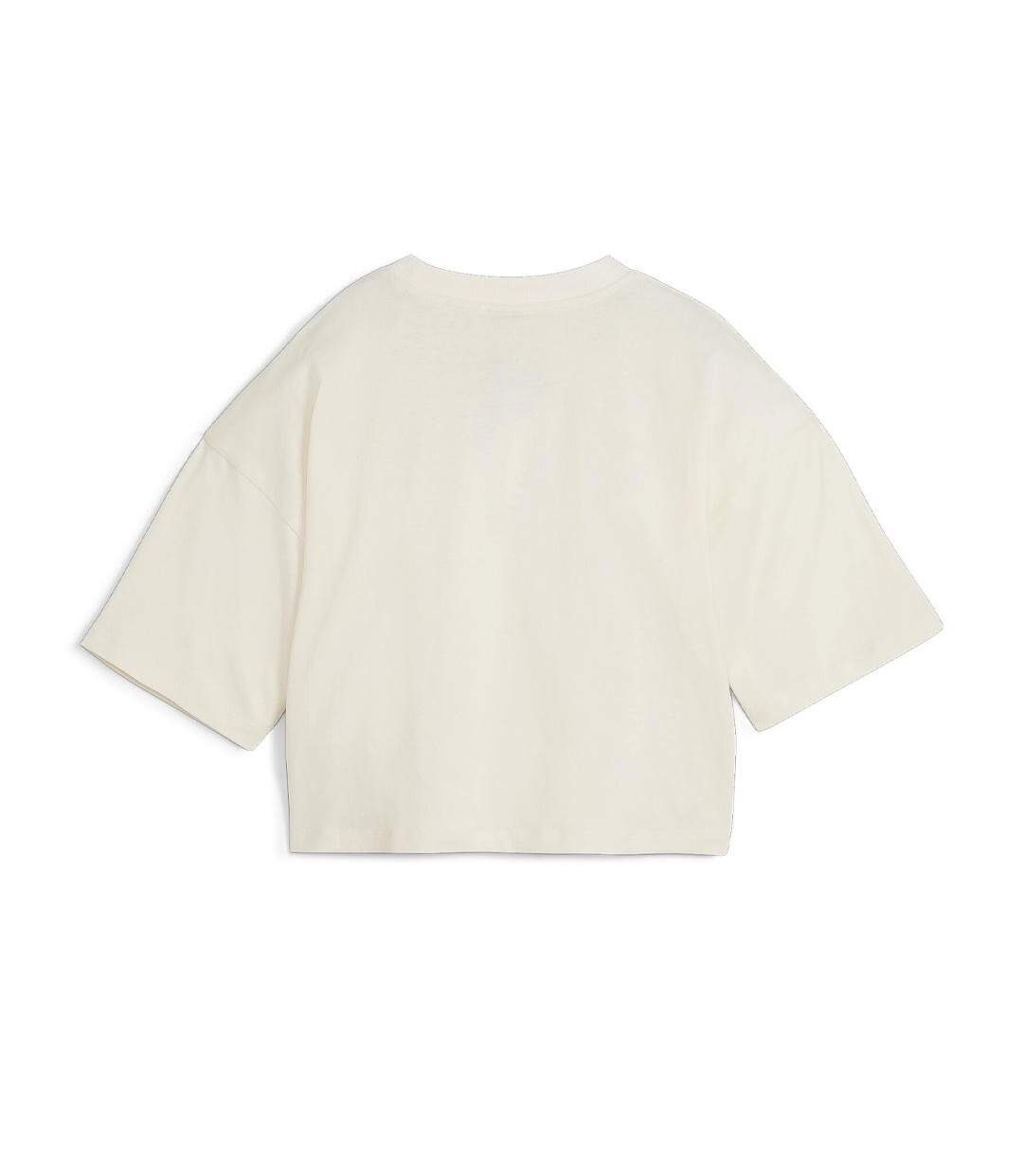 T-Shirt beige crop femme puma better classics-2