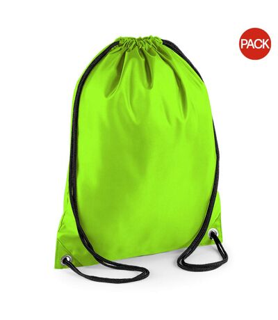 Lot De 2  Budget Sac De Gym Résistant À L´eau Avec Cordon De Serrage 11 Litres Taille Unique Vert Citron Bagbase